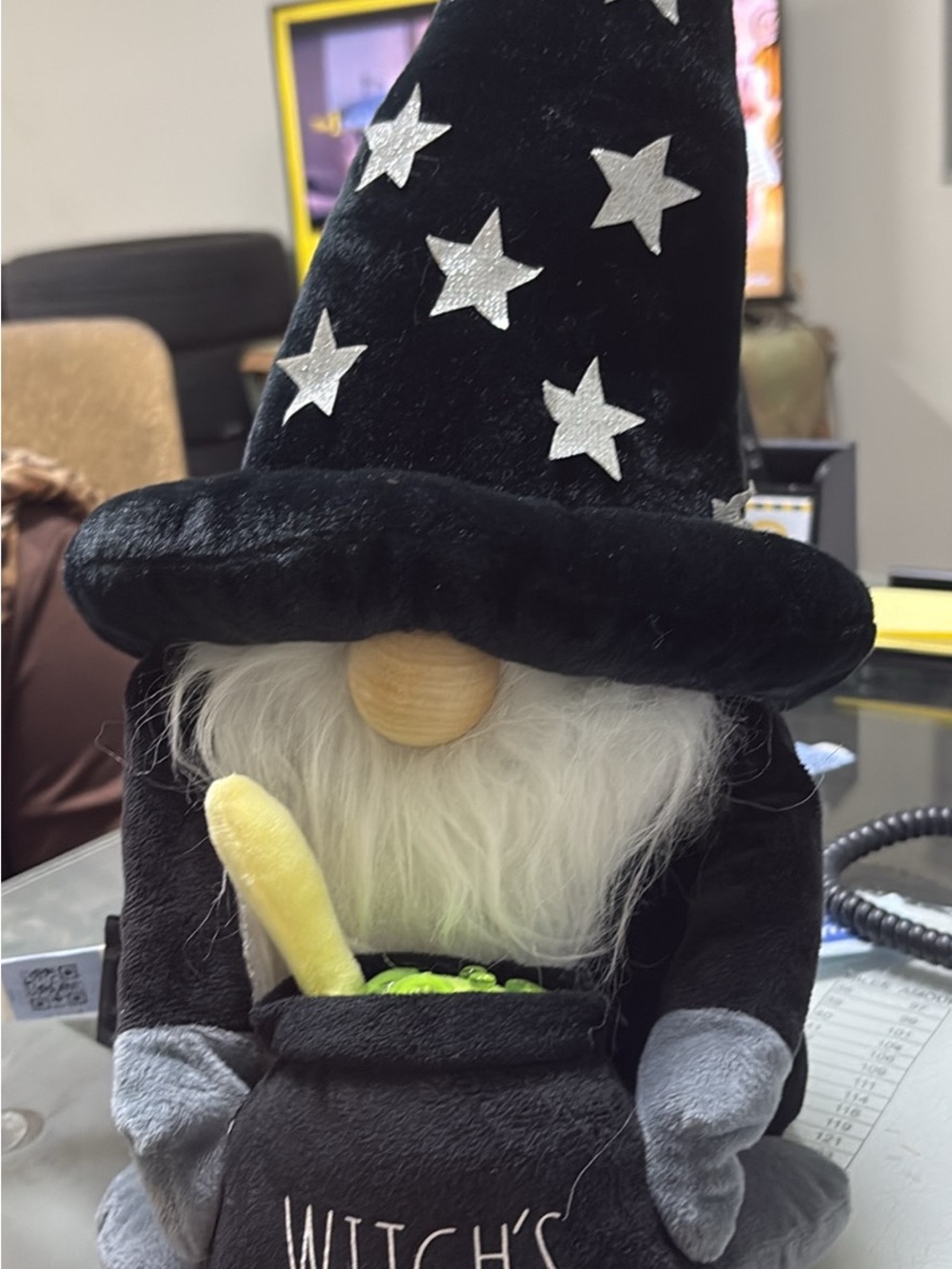 Kids Black Wizard Hat Gnome Costume with Silver Stars